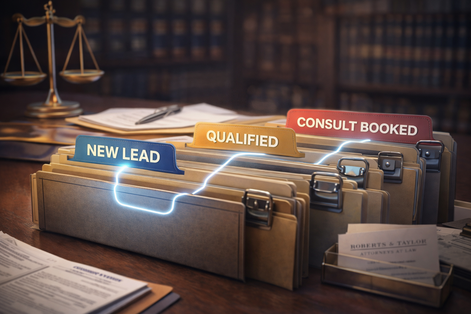 Law firm intake desk using Voice AI to screen clients and book consultations