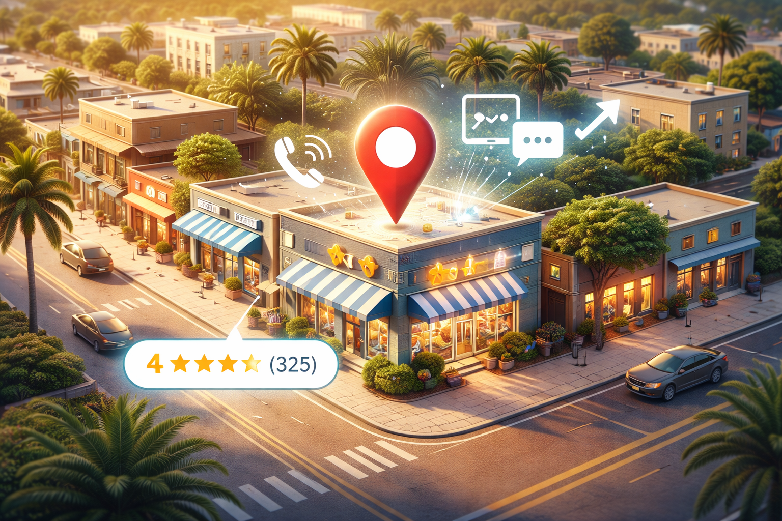Small business owner auditing local SEO and website performance